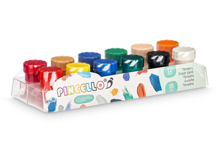 Pincello Temperas 12 Botes 25.5x5x9.3 cm (Set de 36)
