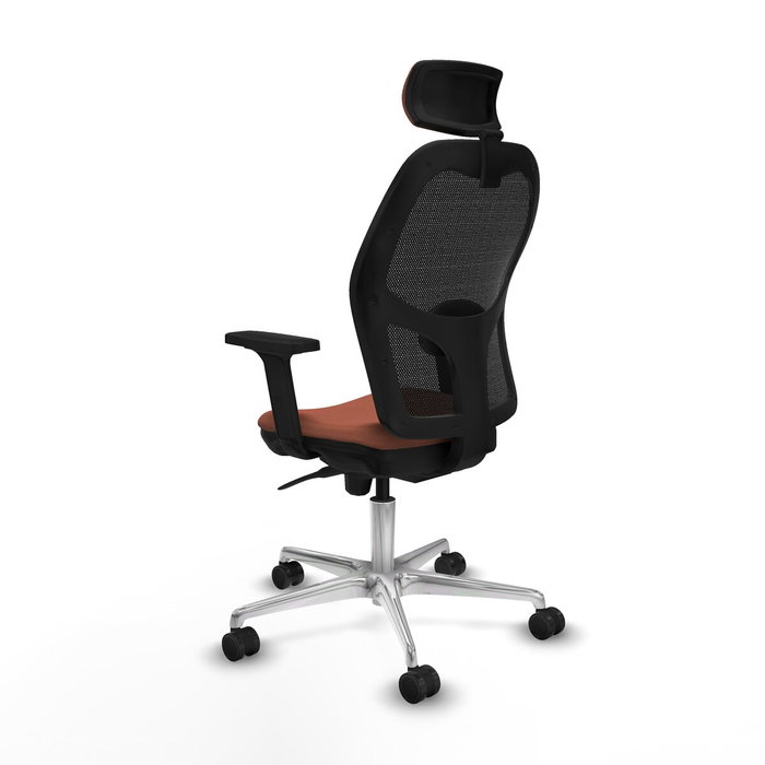 PIQUERAS Y CRESPO Silla de oficina Jorquera con mecanismo Sincro, tela Marrón y malla Negra PIQUERAS Y CRESPO Silla de oficina Jorquera con mecanismo Sincro, tela Marrón y malla Negra