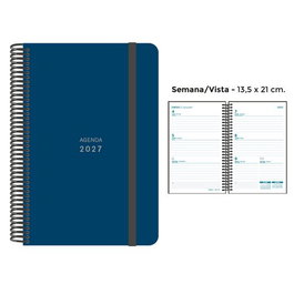 Senfort Agenda Anual 2027 Unicolor Espiral Azul Oscuro