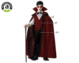 Disfraz Infantil Vampiro Morado para Niños 5-6 Años con Capa, Chaleco y Pantalón