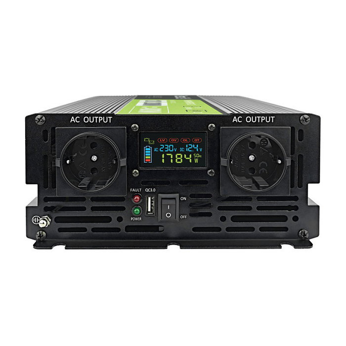 Green Cell Przetwornica napicia PowerInverter KFZ Inversor 12V a 230V 2000W/4000W con Pantalla LCD, Cargador para Coche de Onda Sinusoidal Pura