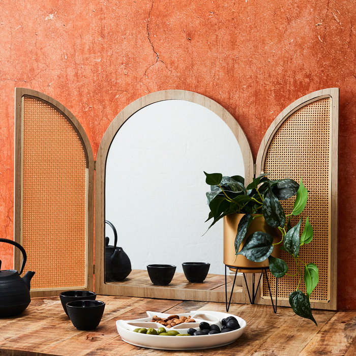 Home Deco Factory Espejo Con Contraventanas Bali Colección Mirage - Espejo de Vidrio y Madera MDF