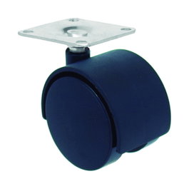 Rueda de mobiliario ERICA 50Ø nylon negra placa 42x42