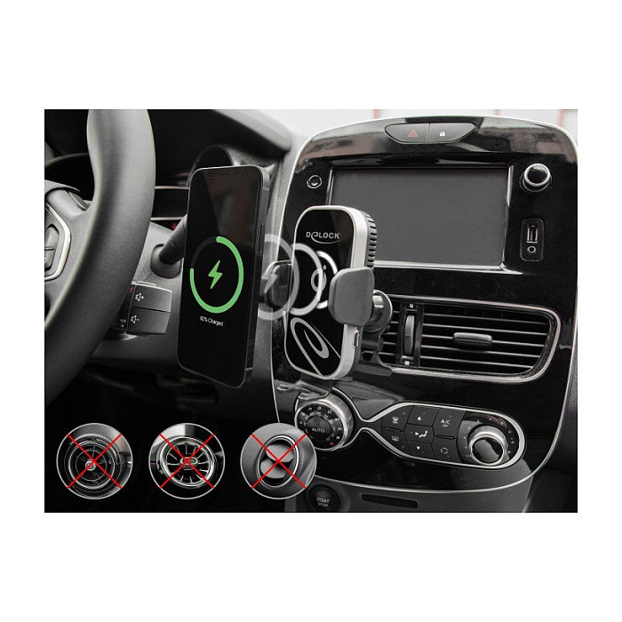 DeLOCK 66939 Soporte de Coche con Carga Inalámbrica Qi de 15 W y Enfriamiento