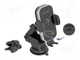 DeLOCK 66939 Soporte de Coche con Carga Inalámbrica Qi de 15 W y Enfriamiento