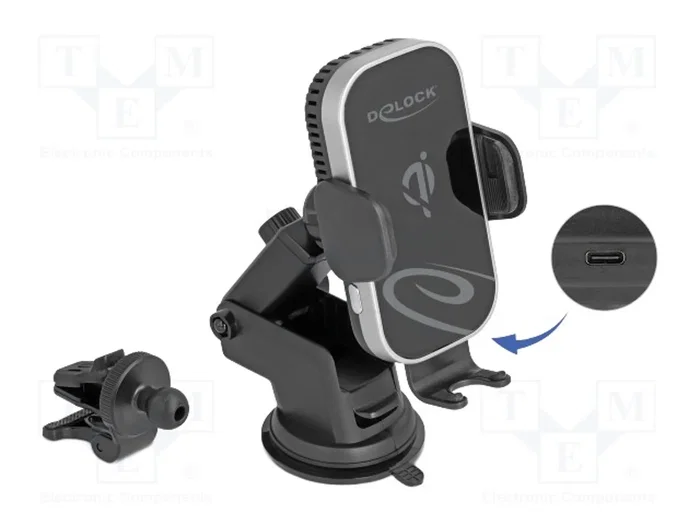 DeLOCK 66939 Soporte de Coche con Carga Inalámbrica Qi de 15 W y Enfriamiento