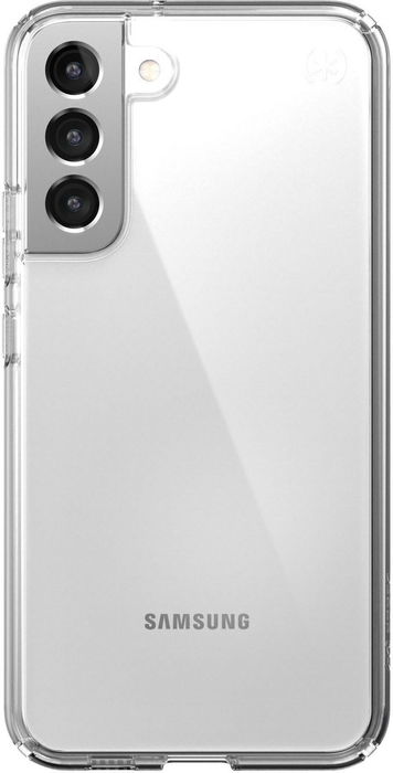 Speck Presidio Perfect-clear Funda para Samsung Galaxy S22 Plus - Protección contra caídas de 4 metros, Antimicrobiana, Transparente, Carga Inalámbrica Qi
