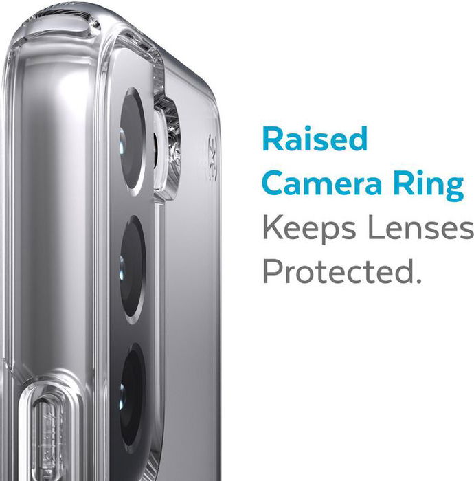 Speck Presidio Perfect-clear Funda para Samsung Galaxy S22 Plus - Protección contra caídas de 4 metros, Antimicrobiana, Transparente, Carga Inalámbrica Qi