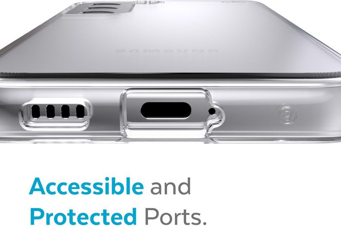 Speck Presidio Perfect-clear Funda para Samsung Galaxy S22 Plus - Protección contra caídas de 4 metros, Antimicrobiana, Transparente, Carga Inalámbrica Qi