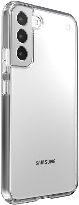 Speck Presidio Perfect-clear Funda para Samsung Galaxy S22 Plus - Protección contra caídas de 4 metros, Antimicrobiana, Transparente, Carga Inalámbrica Qi