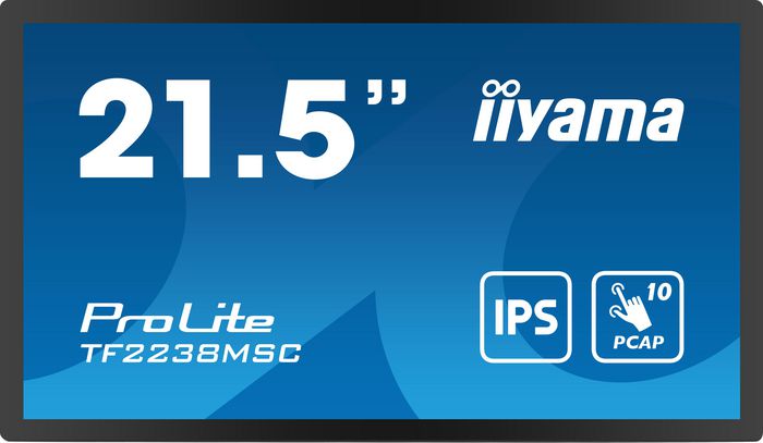 iiyama TF2238MSC-B1 Monitor Táctil Open Frame 21.5 Pulgadas IPS Panel Bonded PCAP Anti-Huellas 1920x1080 HDMI DisplayPort IPX1