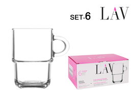Lav Set de 6 Tazas o Mugs Apilables Cozy con Capacidad de 360 ml (12,5 cm Alto) (4 Cajas)