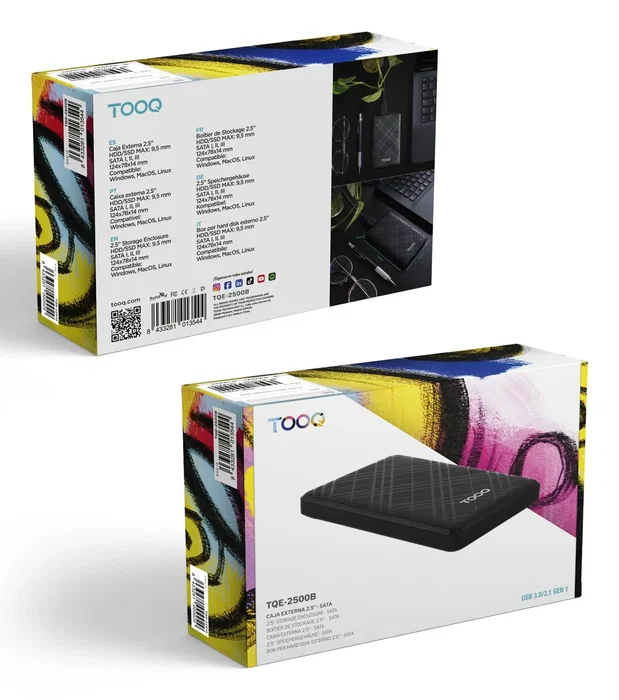 Tooq Caja Externa HDD/SSD 2.5 pulgadas SATA USB 3.1 Gen 1 Negra
