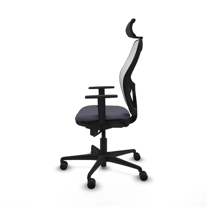 Silla de oficina Jorquera con mecanismo Sincro tapizada con Tela color Gris oscuro y malla color Blanco. Equipada con lumbar 1D, Brazos 1D, Cabecero 2D y Ruedas 65mm nailon Silla de oficina Jorquera con mecanismo Sincro tapizada con Tela color Gris oscuro y malla color Blanco. Equipada con lumbar 1D, Brazos 1D, Cabecero 2D y Ruedas 65mm nailon