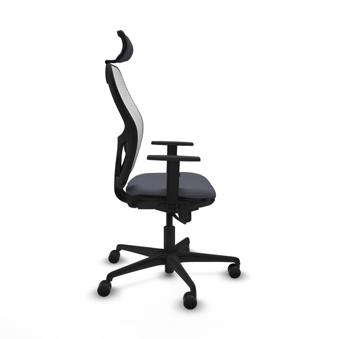 Silla de oficina Jorquera con mecanismo Sincro tapizada con Tela color Gris oscuro y malla color Blanco. Equipada con lumbar 1D, Brazos 1D, Cabecero 2D y Ruedas 65mm nailon Silla de oficina Jorquera con mecanismo Sincro tapizada con Tela color Gris oscuro y malla color Blanco. Equipada con lumbar 1D, Brazos 1D, Cabecero 2D y Ruedas 65mm nailon