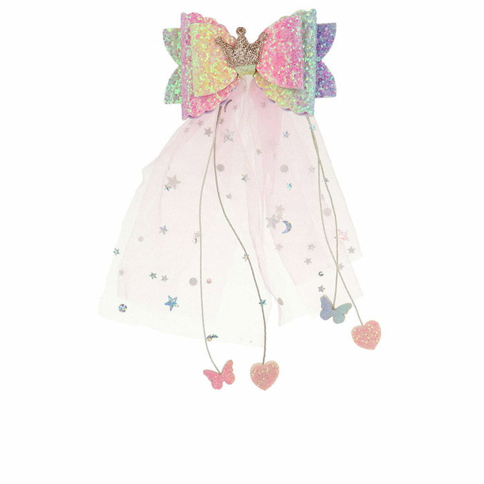 Inca Pinza Cocodrilo para Niñas con Lazo Brillante y Tul Largo Adornado con Corazones - Accesorio para el Pelo - 1 unidad Inca Pinza Cocodrilo para Niñas con Lazo Brillante y Tul Largo Adornado con Corazones - Accesorio para el Pelo - 1 unidad