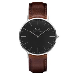Daniel Wellington DW00100131 con correa de piel marrón y esfera negra