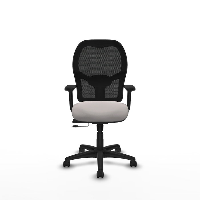 PIQUERAS Y CRESPO Silla Alocén con mecanismo traslack, malla negra y similpiel blanco PIQUERAS Y CRESPO Silla Alocén con mecanismo traslack, malla negra y similpiel blanco