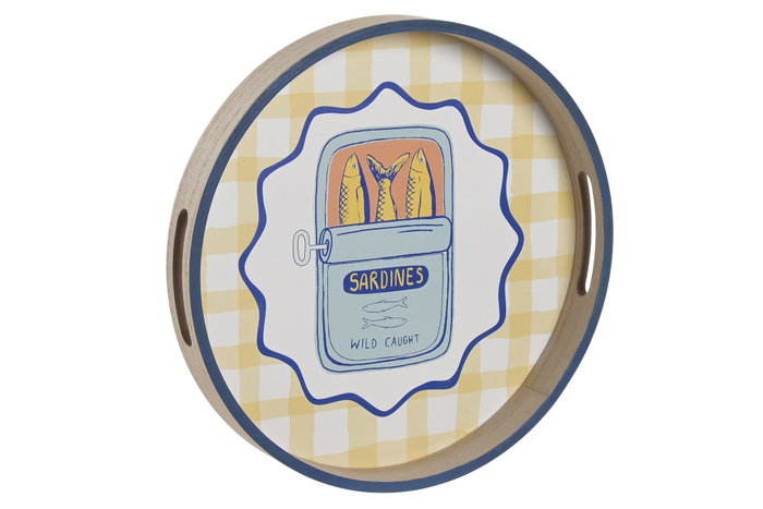 DKD Home Decor Bandeja MDF Multicolor SARDINAS 30x30x4 cm