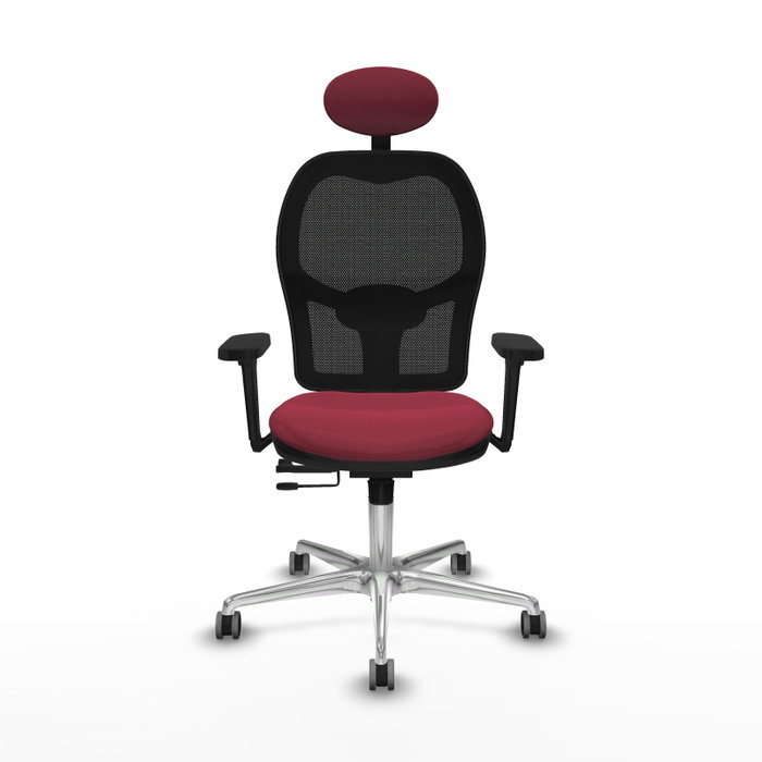 PIQUERAS Y CRESPO Silla de oficina Jorquera con mecanismo Sincro/Traslack, Granate y Negro