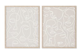 DKD Home Decor Cuadro Lienzo Caras Abstracto 3D Beige y Blanco
