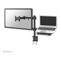 Neomounts FPMA-D960NOTEBOOK - Brazo de monitor con soporte para portátil y pantallas hasta 27", abrazadera para escritorio, carga 10 kg, VESA 100x100/75x75 mm, Negro