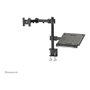 Neomounts FPMA-D960NOTEBOOK - Brazo de monitor con soporte para portátil y pantallas hasta 27", abrazadera para escritorio, carga 10 kg, VESA 100x100/75x75 mm, Negro