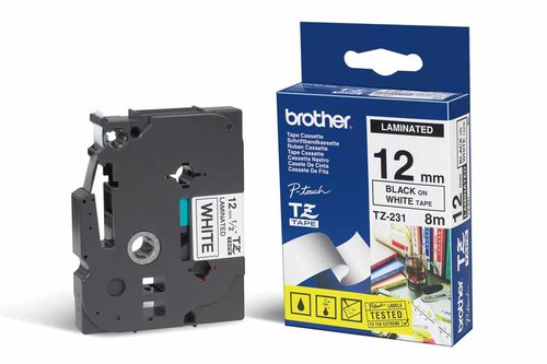 Brother TZe-N221 Cinta no laminada Negro sobre Blanco 9 mm x 8 m