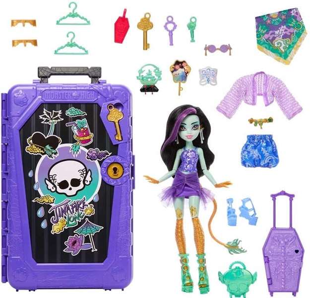 Mattel Muñeca Monster High Skulltimate Secrets Series 7 Jinafire Long, Incluye Mas de 19 Sorpresas