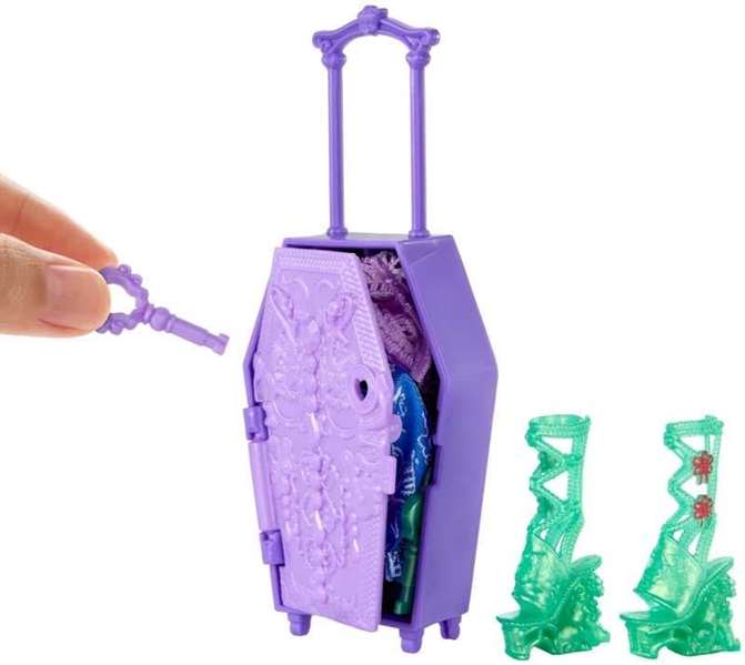 Mattel Muñeca Monster High Skulltimate Secrets Series 7 Jinafire Long, Incluye Mas de 19 Sorpresas