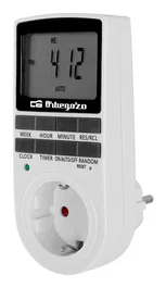 Orbegozo PG 25 - Programador Eléctrico Semanal de Enchufe, 16 Programas, Ahorro Energía y Función Antirrobo, Máx. 3680W, Negro/Blanco