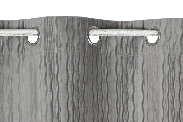 DKD Home Decor Cortina de Poliéster 140x260 con 8 Anillas, Gris Claro