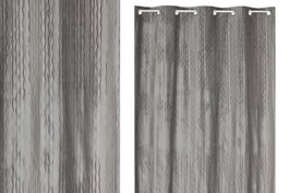 DKD Home Decor Cortina de Poliéster 140x260 con 8 Anillas, Gris Claro