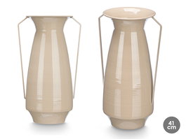 Giftdecor Jarrón Cónico 41 cm Marrón Claro Metal Hierro 25.5x18.5x41.5 cm (Set de 4)