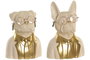 DKD Home Decor Figura de Vinilo Perro Surtido Blanco y Dorado (Pack de 2)