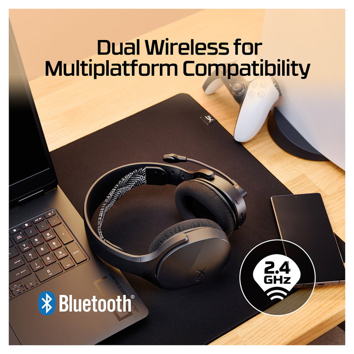 Kingston HyperX Cloud Jet - Auriculares Gaming Inalámbricos Diadema Negro 5.3 Bluetooth 2.4 GHz 120h Batería PC Mac PS5 PS4 Android