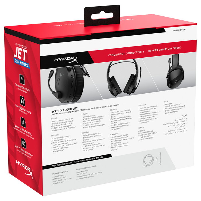 Kingston HyperX Cloud Jet - Auriculares Gaming Inalámbricos Diadema Negro 5.3 Bluetooth 2.4 GHz 120h Batería PC Mac PS5 PS4 Android