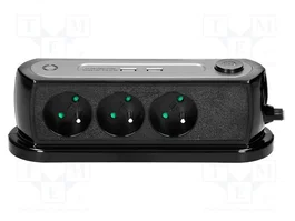 ORNO Regleta de alimentación con 3 tomas y 2 puertos USB