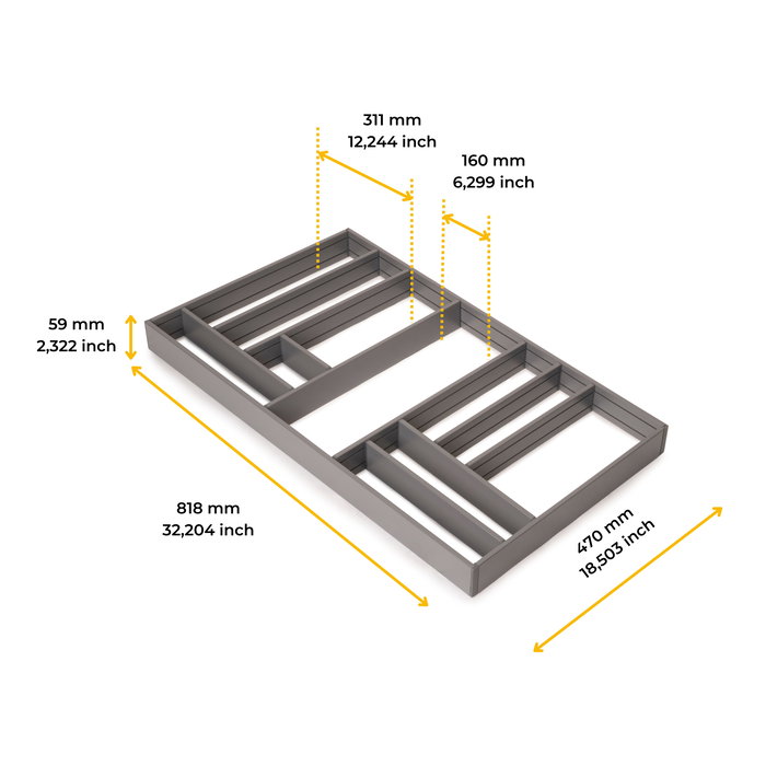 Emuca Organizador para cajón Alumount 900x500, Aluminio, Gris antracita