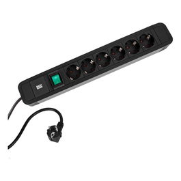 Bachmann PRIMO2 Regleta de conexión 6 tomas Schutzkontakt con interruptor, cable 2m, aluminio, color negro