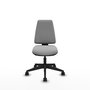 Silla de oficina Elche con mecanismo Asincro tapizada con Similpiel color Gris claro. Equipada con Base piramidal negra, Sin brazos y Ruedas 65mm nailon