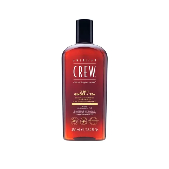 American Crew 3-IN-1 Ginger + Tea Champú, Acondicionador y Gel de Ducha 450 ml