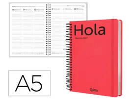 Liderpapel Agenda de Oficina 2027 Espiral Classic Semana Vista A5 Rojo
