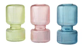 DKD Home Decor Jarrón de Cristal 13x13x26 cm Surtido de 3 Colores