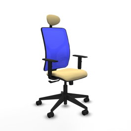 PIQUERAS Y CRESPO Silla de oficina Motilla con mecanismo Sincro, Crema y Azul