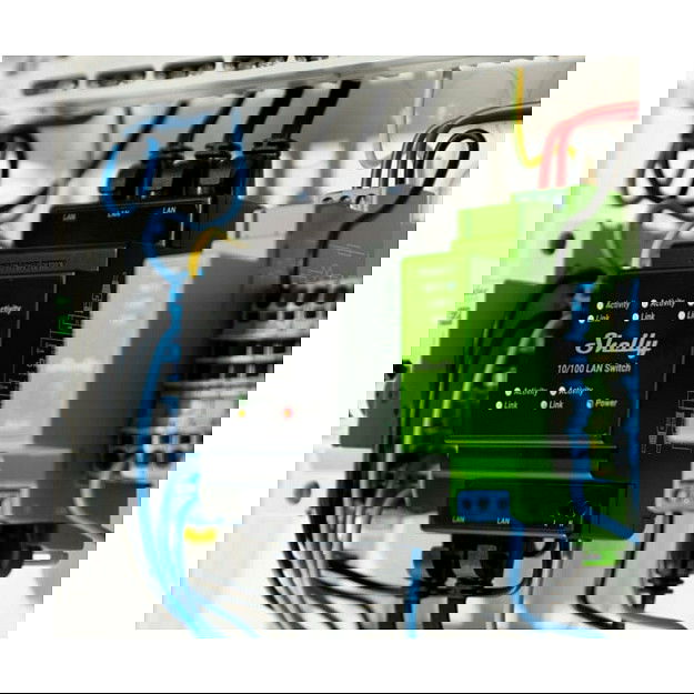 Shelly Relais Switch 5 Ports 10/100 Mbit Interruptor Inteligente Negro Carril DIN