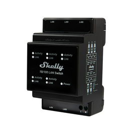 Shelly Relais Switch 5 Ports 10/100 Mbit Interruptor Inteligente Negro Carril DIN