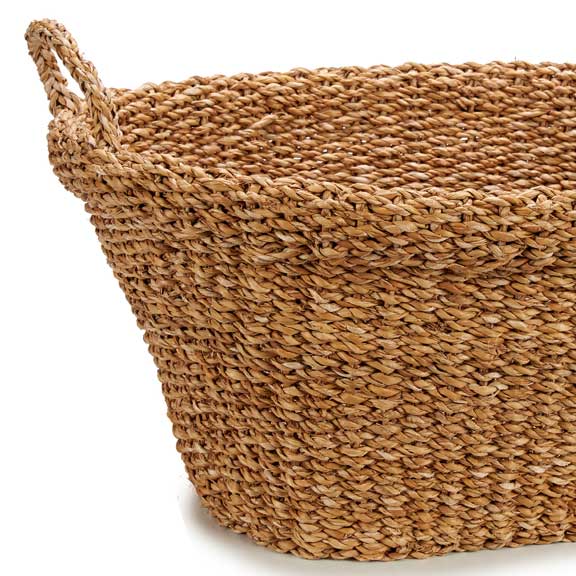 Giftdecor Cesto Asa Ovalado Med Borde Asas Marron Alga de mar 50 x 28.5 x 34 cm (Set de 6)