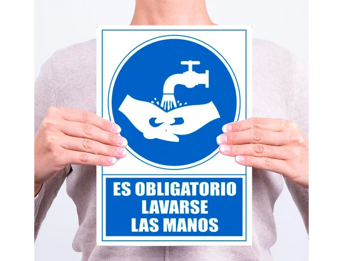 ARCHIVO 2000 Señal Obligatorio Lavarse las Manos Azul