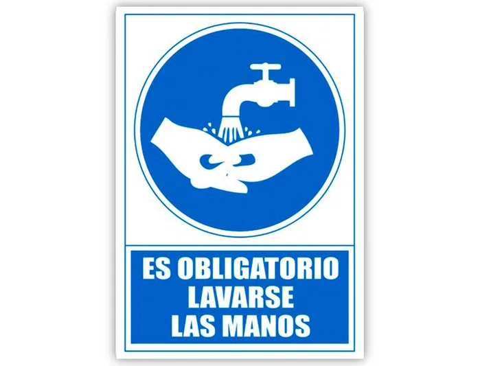 ARCHIVO 2000 Señal Obligatorio Lavarse las Manos Azul